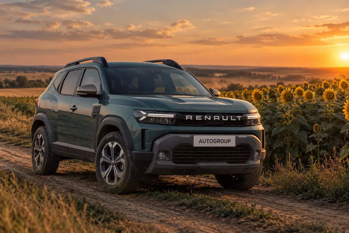 Renault Duster біля поля соняшника